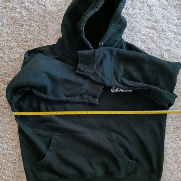 Quiksilver Men's Hoodie Black White Red Logo Size Large Lined Skate Grung Y2K - Picture 3 of 5